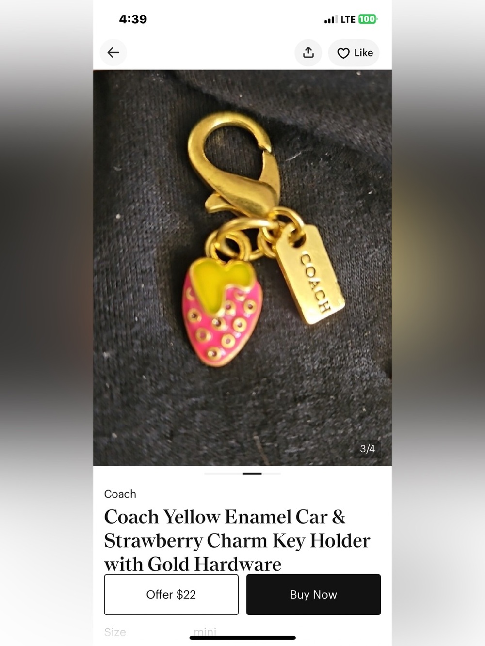 Winner's choice. Coach Pink Strawberry Charm Key Fob OR Coach enamel car.